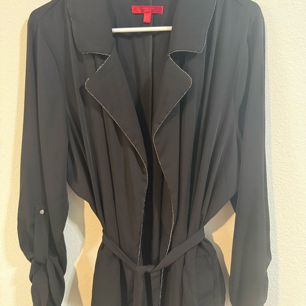 Black Long Sleeve Belted Jacket